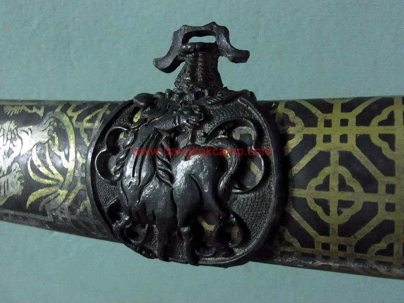 ดาบซามูไร ลายเสือ ขนาดกลาง ใบมีดเป็นเหล็กลาย (ใบมีดดามัสกัส)