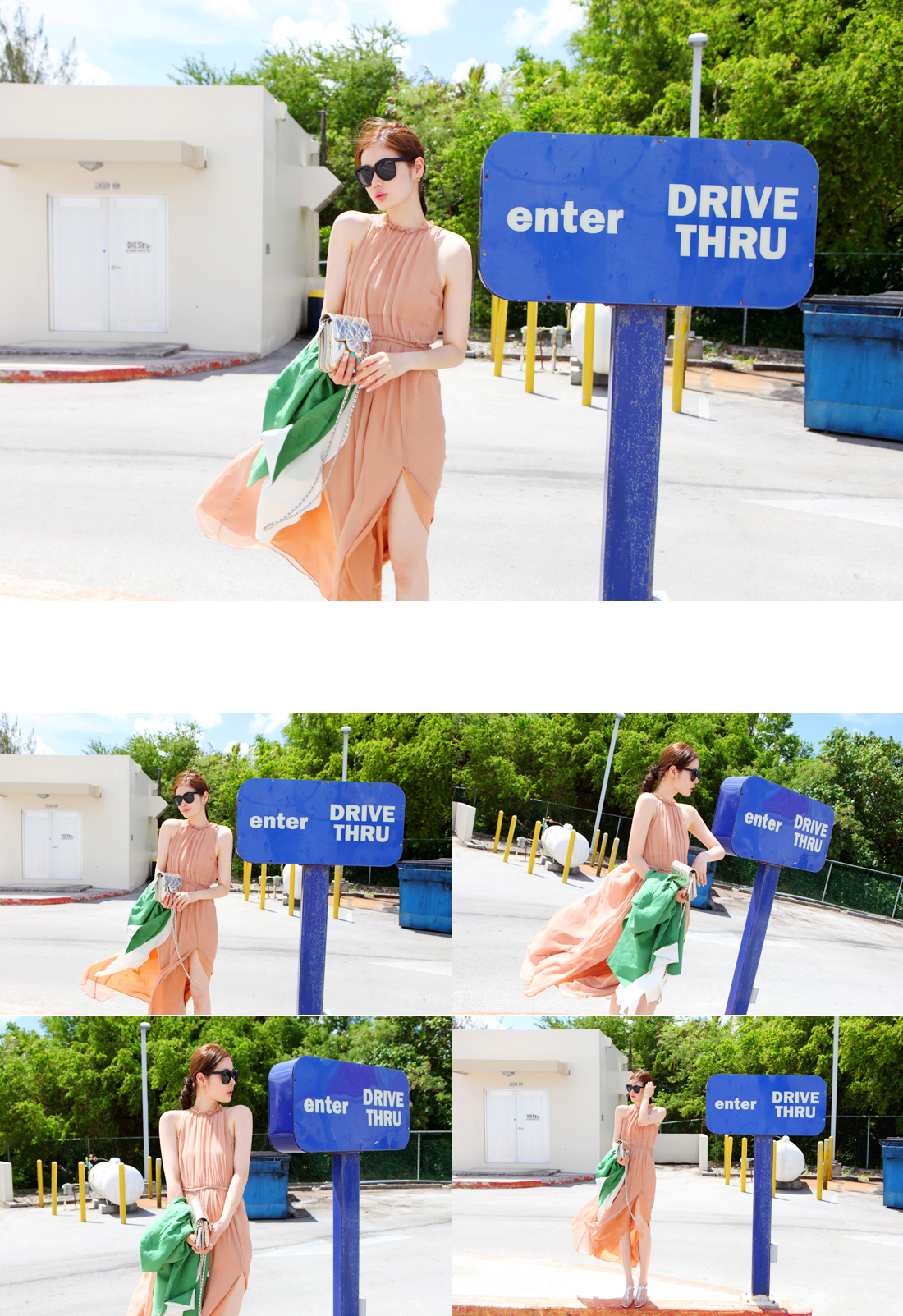 maxi dress - ชุดเดรสยาวผ้าชีฟอง ใสเที่ยว ใส่ทำงาน แขนกุด เปิดหลัง สีโอรส น่ารักมากๆ ค่ะ สามารถใส่ออกงานได้ Asia Sttreet Fashion