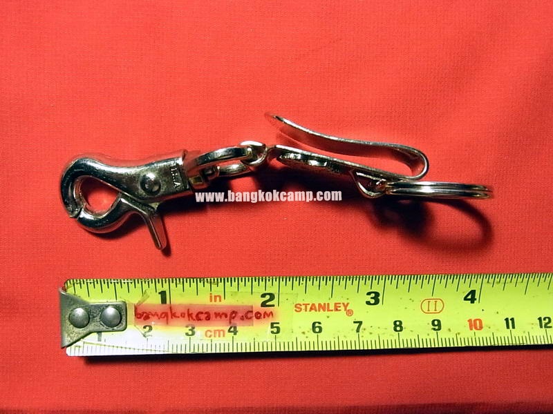 พวงกุญแจ ก้ามปู ตะขอเกี่ยว 2ระบบ- สแตนเลส สีเงิน Made in USA.