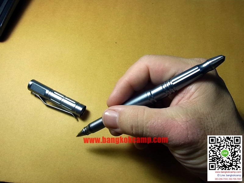 ปากกา Tactical สีฟ้า ปลายคาร์ไบท์(กระแทกกระจกได้) ปลายคาร์ไบท์แข็งมากใช้ขูด-เขียนโลหะได้