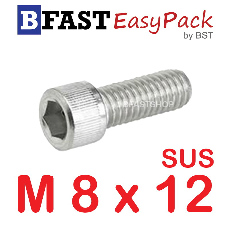สกรูหัวจมสแตนเลส SUS M 8 x 12 (4 ตัว/ถุง)