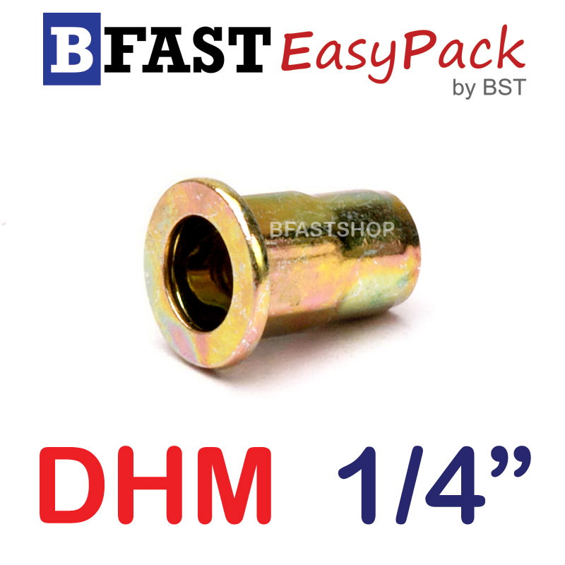 รีเวทนัท หัวแบนคอเหลี่ยม DHM 1/4" (4 ตัว/ถุง)