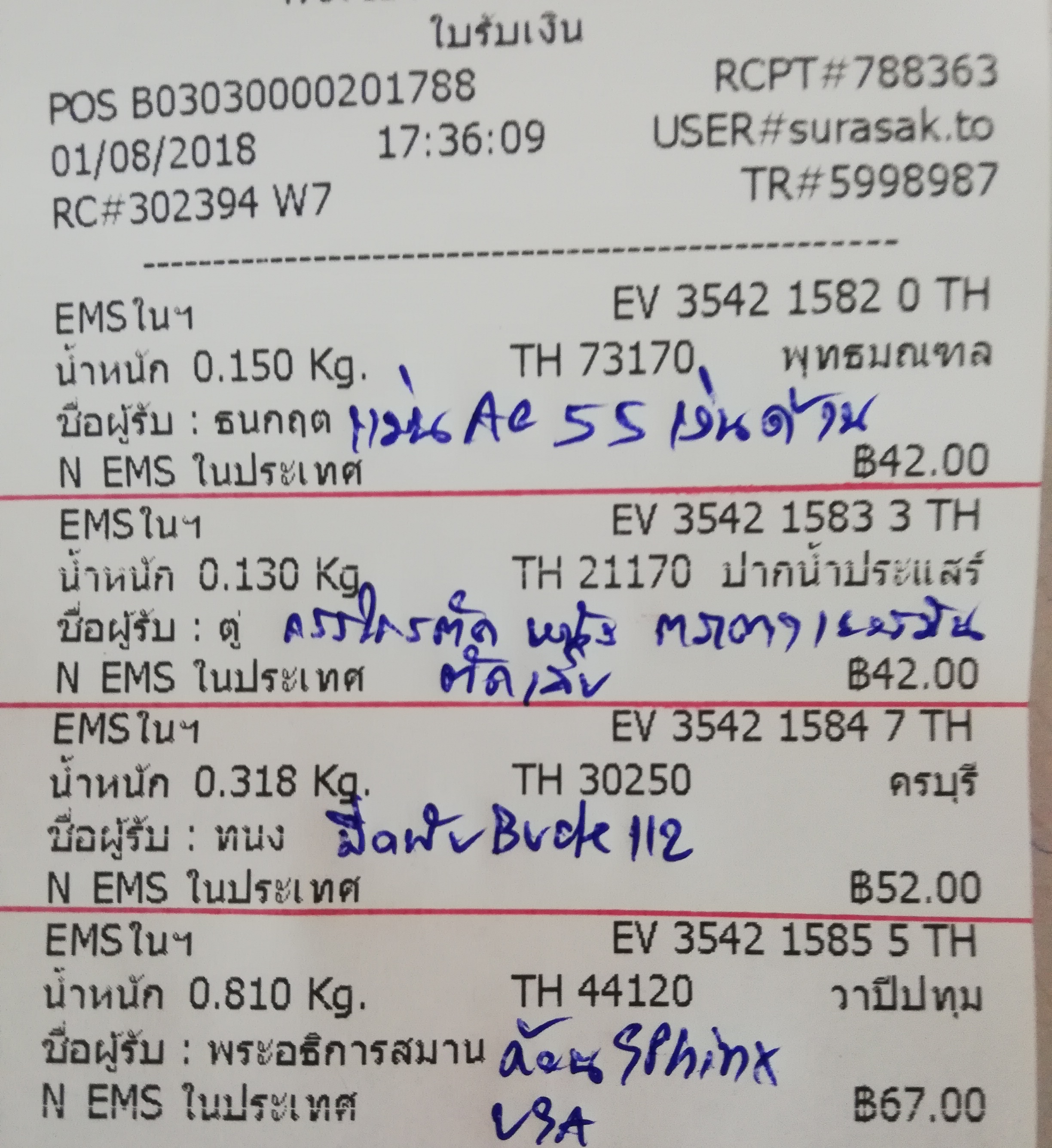 ใบเสร็จฯ สิงหาคม​ 2561