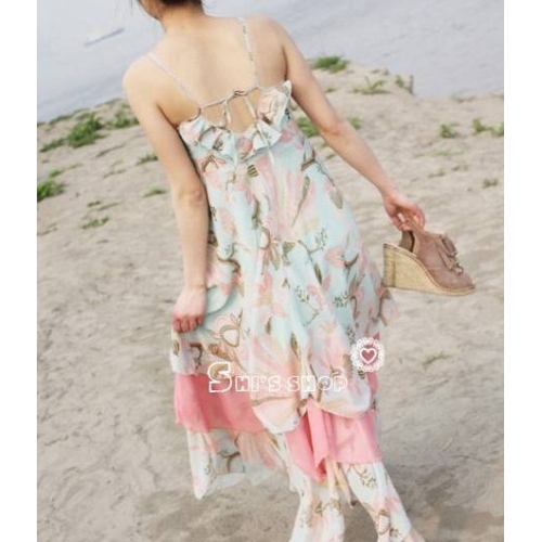 maxi dress ชุดเดรสยาว ใส่เที่ยว โทนชมพู ฟ้า ใส่ไปงานแต่ง ใส่ออกงานได้ น่ารัก สวยมาก