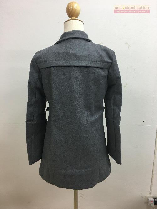 เสื้อโค้ทกันหนาว สีดำ ทรงสวย ใส่ได้หลายแบบ ผ้าดีบุซับในกันลม BLACK L