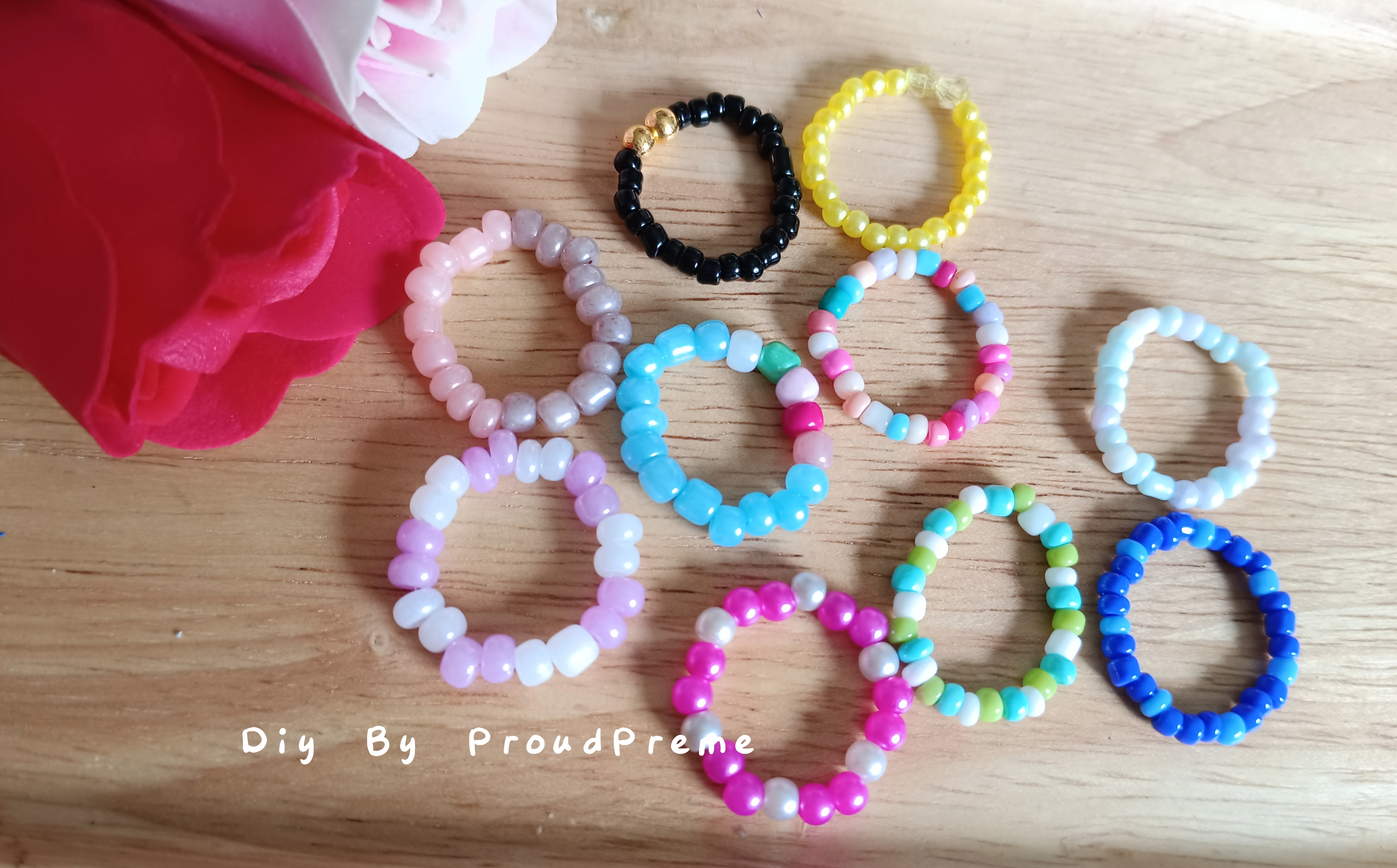 เซตแหวนลูกปัดลายน่ารักๆ (10-30วง) ของจีบลูกค้า