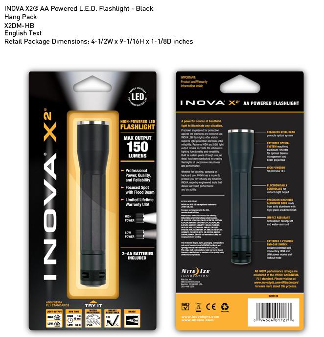 ไฟฉาย INOVA X2 - AA Powered LED Flashlight, Black