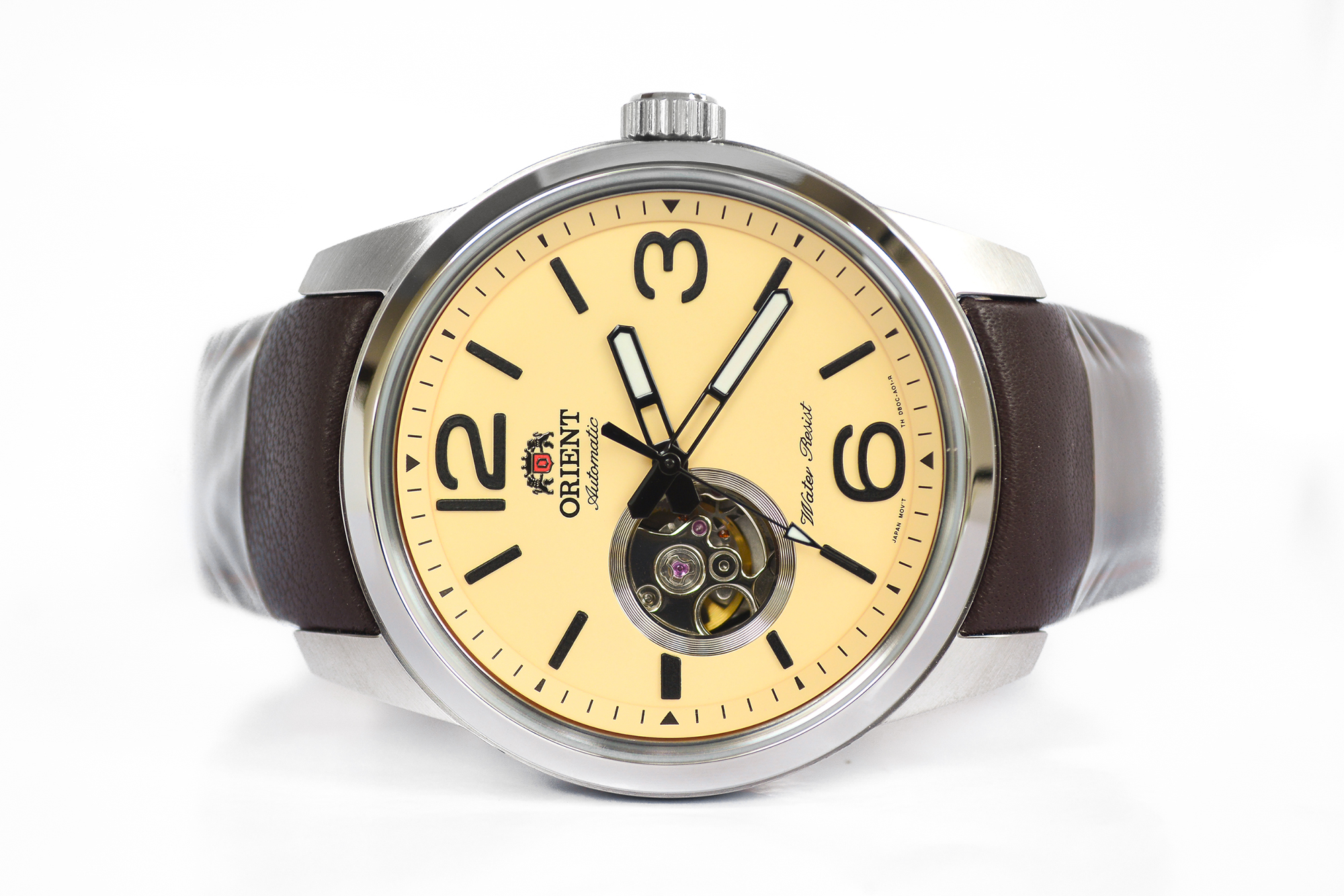 NEW:Orient Semi Skeleton Automatic หน้าครีม สายหนัง (Sold)
