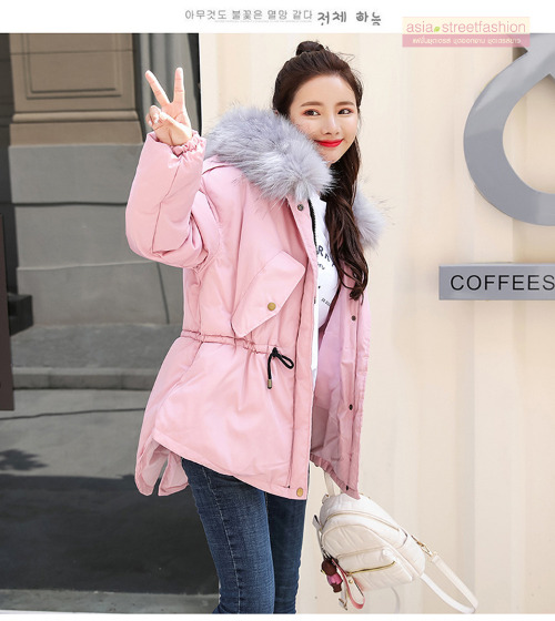 เสื้อกันหนาวฮู้ดดี้ แต่งเฟอร์หนาฟู งานเกรดดีเหมือนแบบ บุนวมหนา อุ่นมาก หิมะก็เอาอยู่ (ถอดขนถอดฮู้ดได้) ชมพูฮู้ดเทา M