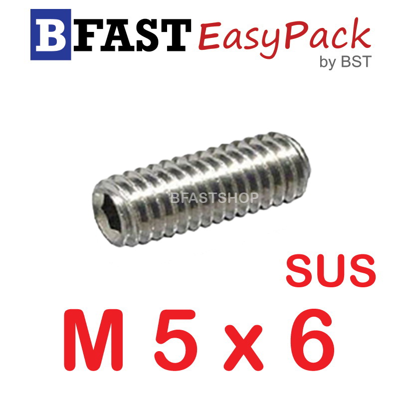 สกรูตัวหนอนสแตนเลส SUS M5 x 6 (15 ตัว/ถุง)