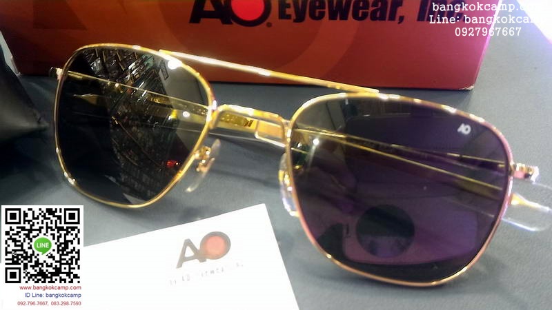 แว่นกันแดด แว่นนักบิน AO Original Pilot ...GOLD (สีทอง) , เลนส์เทา... Made in USA ใหม่ แท้