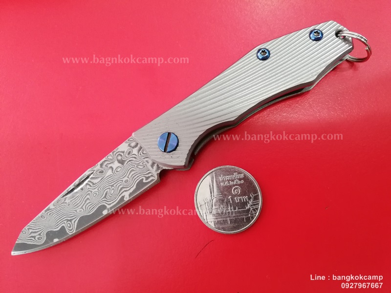มีดพับ ดามัสกัส Damascus ด้ามไททาเนียม Frame Lock (9)