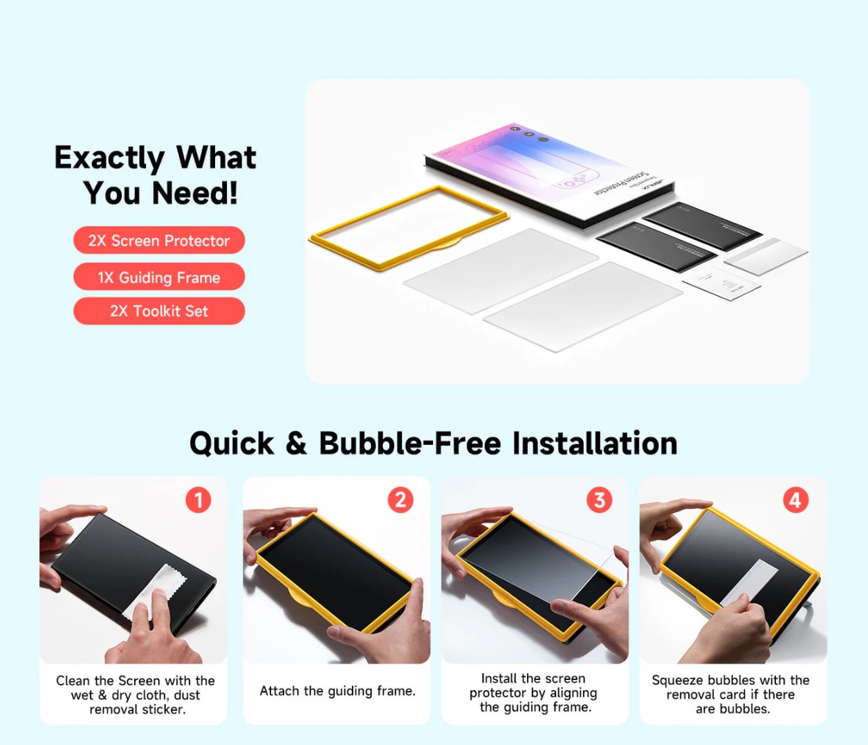 JSAUX ฟิล์มกระจกนิรภัย for Nintendo Switch 2 (รุ่นปี 2025) แพ็ค 2 แผ่น พร้อมกรอบติดตั้ง