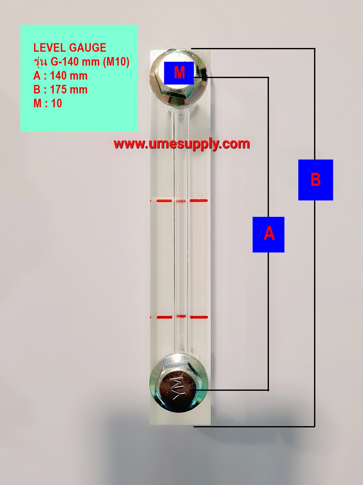 เกจวัดระดับน้ำมัน ( LEVEL GAUGE ) Model : G-140 (M10) (Screw AirCompressor)