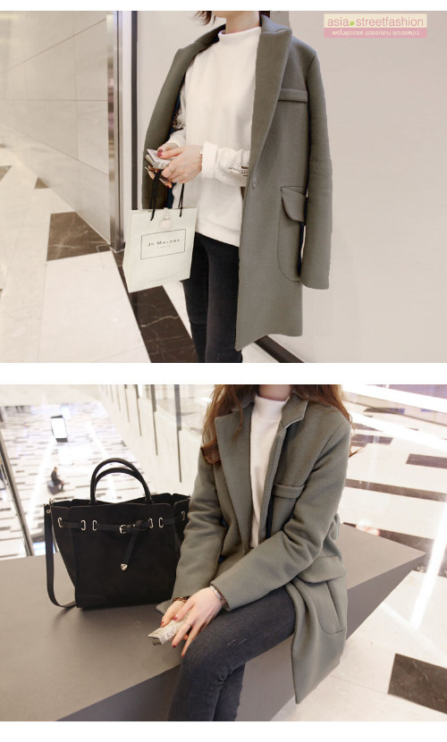 เสื้อโค้ทกันหนาว สไตล์เกาหลี ทรงสวย Classic ผ้าสำลีเนื้อเบา บุซับในกันลม สีเทา พร้อมส่ง GRAY XXL