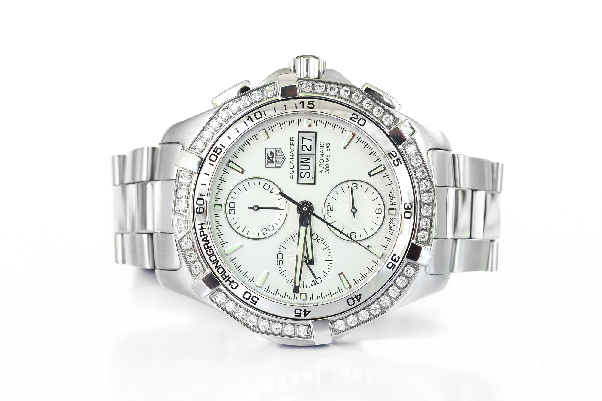 Tag Heuer Aquaracer Automatic Diamonds Day-Date หน้าบรอนซ์เงิน (Sold)