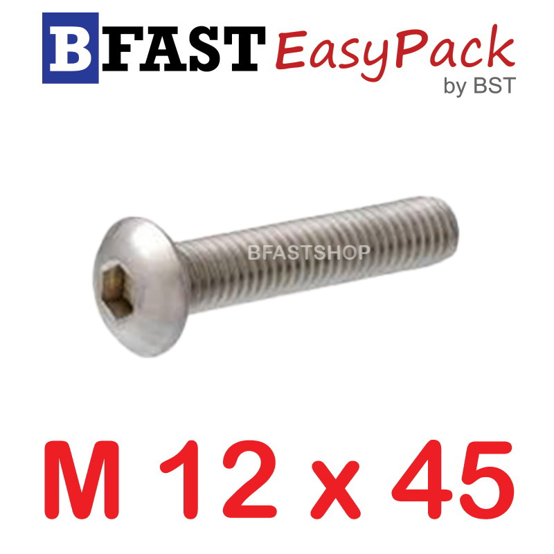 สกรูหัวจมกลมสแตนเลส SUS M12 x 45 ( 1 ตัว/ถุง )