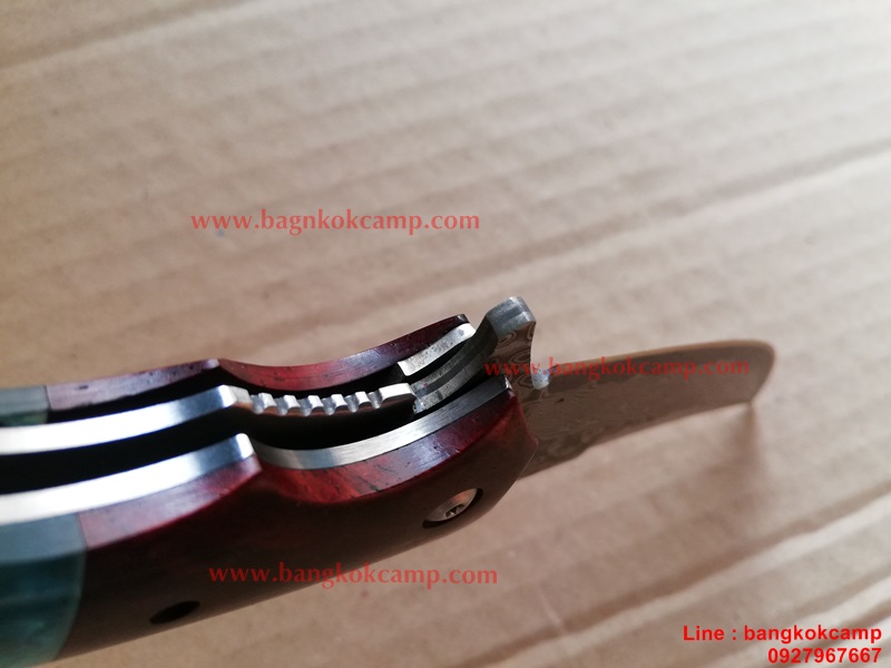 มีดพับ ดามัสกัส Damascus พร้อมซองหนังแท้ (เล่มใหญ่ 2)