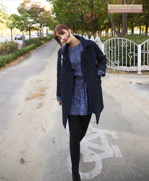 เสื้อโค้ทกันหนาว ทรงสวย ใส่ได้หลายแบบ ผ้าดีบุซับในกันลม พร้อมส่ง กรมท่า