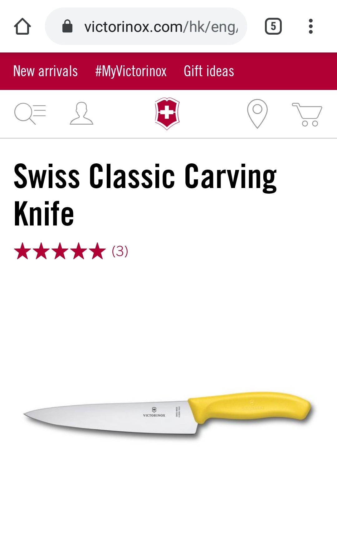 มีดครัว VICTORINOX 6.8006.19L8B Swiss Classic Carving Knife Made in Switzerland ใหม่ แท้
