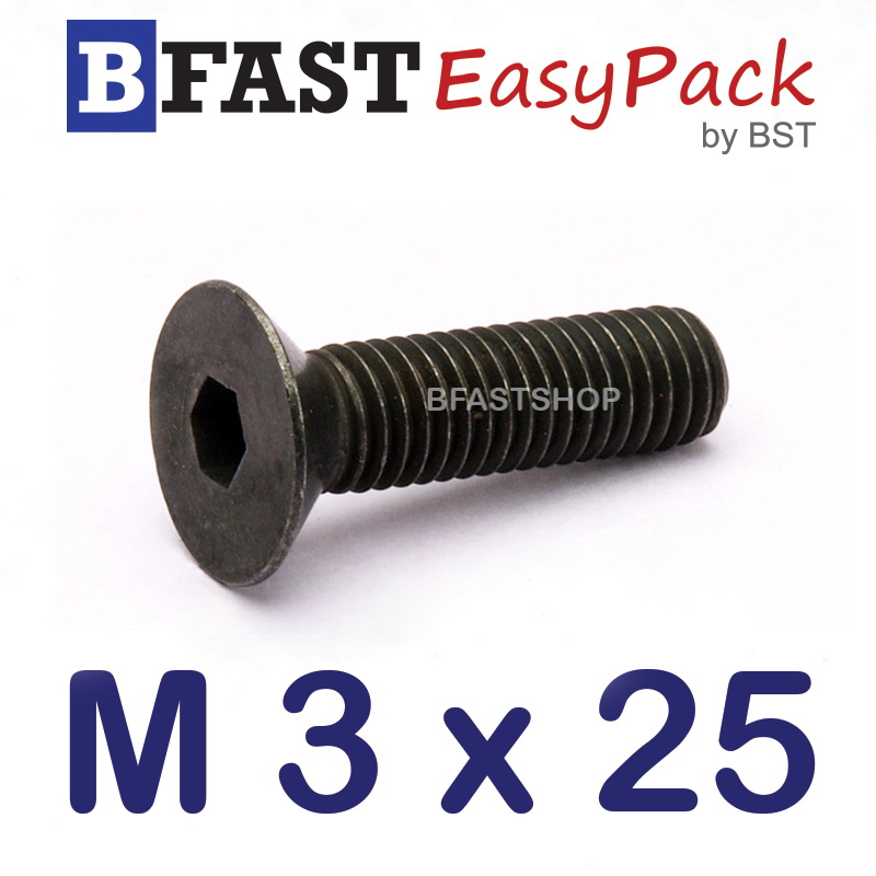 สกรูหัวจมเตเปอร์ดำ M 3 x 25 (12 ตัว/ถุง)