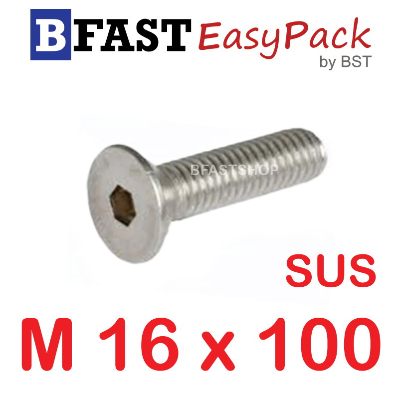 สกรูหัวจมเตเปอร์สแตนเลส SUS M16 x100 (1 ตัว/ถุง)