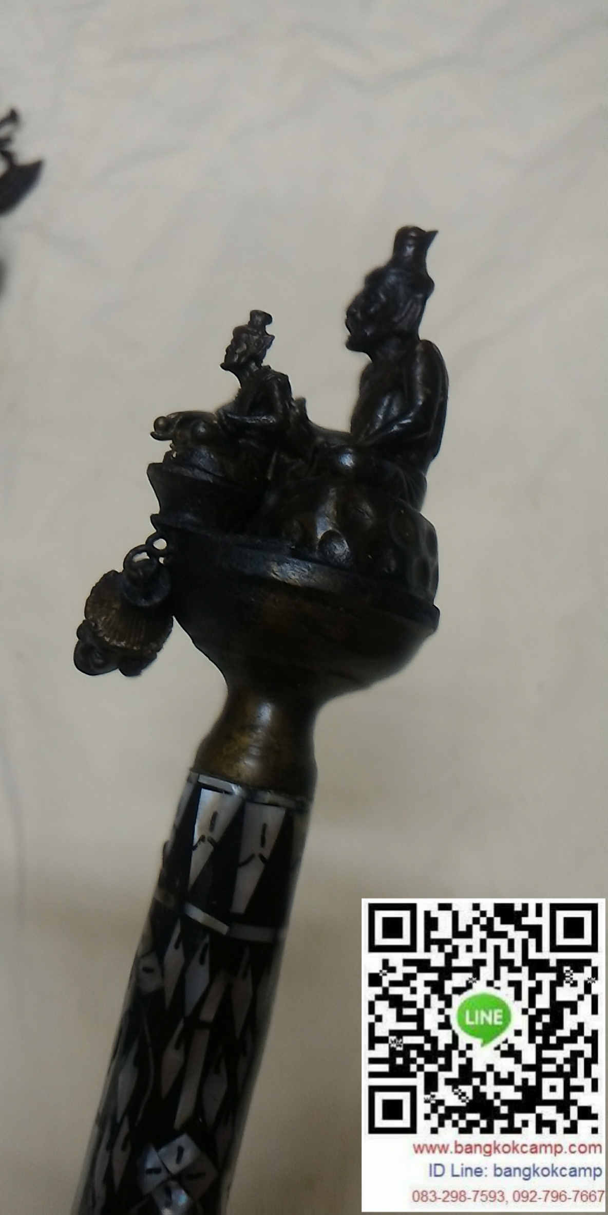 ไม้ครู หรือไม้ถือประดับมุข หัวฤาษีนารอด ท้ายพญานาค