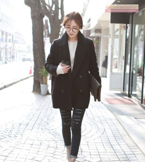 CLASSIC BLACK COAT เนื้อนุ่ม บุซับใน [ เสื้อโค้ท กันหนาว สีดำ ] พร้อมส่ง BLACK