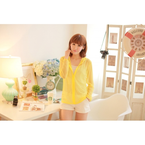 fashion เสื้อคลุม มีฮู้ด สีเหลือง น่ารัก ใส่ทำงาน ใส่เที่ยว ชิวๆ Asia Street Fashion