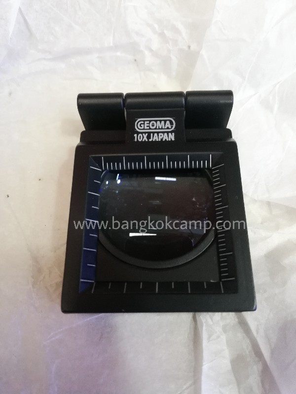 กล้องส่อง (3พับ)พับได้มีสเกล เลนส์ขยายญี่ปุ่น (Made in JAPAN) 10X ยี่ห้อ GEOMA ....ใหม่ แท้ (Linin Tester)