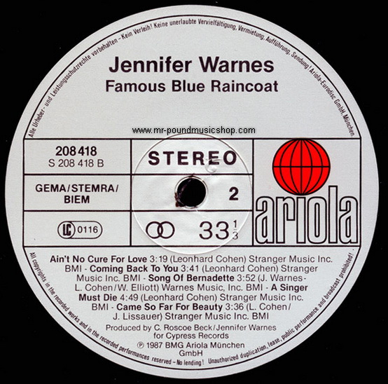 Jennifer Warnes - Famous Blue Raincoat / The Songs Of Leonard Cohen