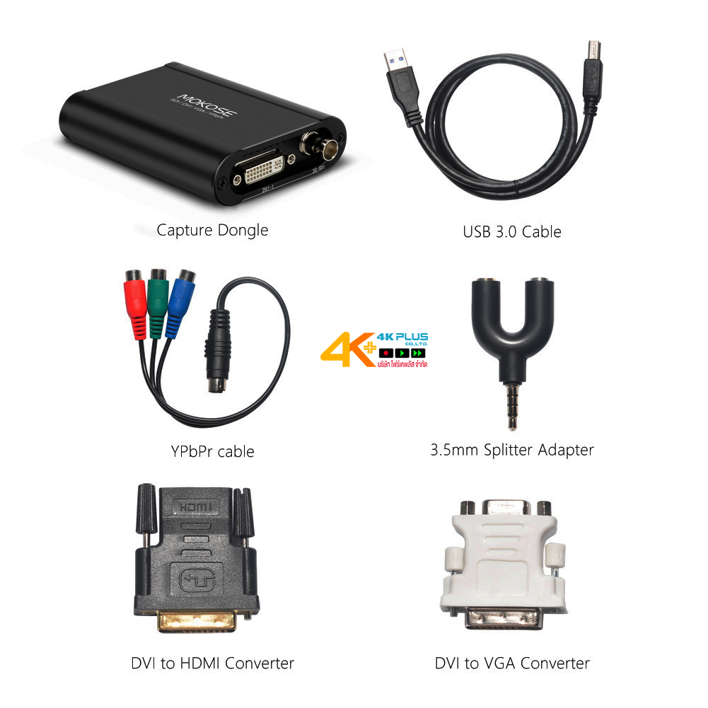 MOKOSE U90S SDI / DVI / HDMI / VGA Video Capture USB3.0 สำหรับไลฟ์สตรีมมิ่ง