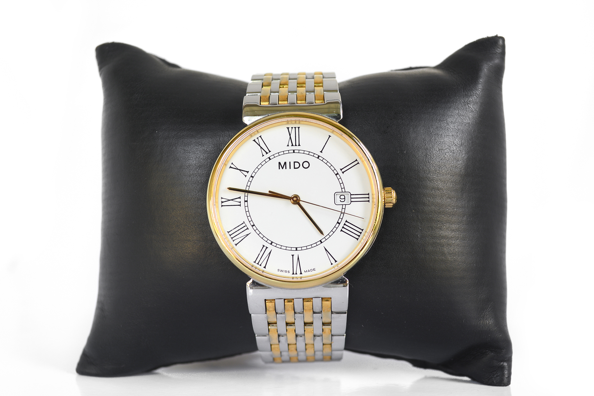 Mido Dorada Quartz สองกษัตริย์ หน้าขาว หลักโรมัน