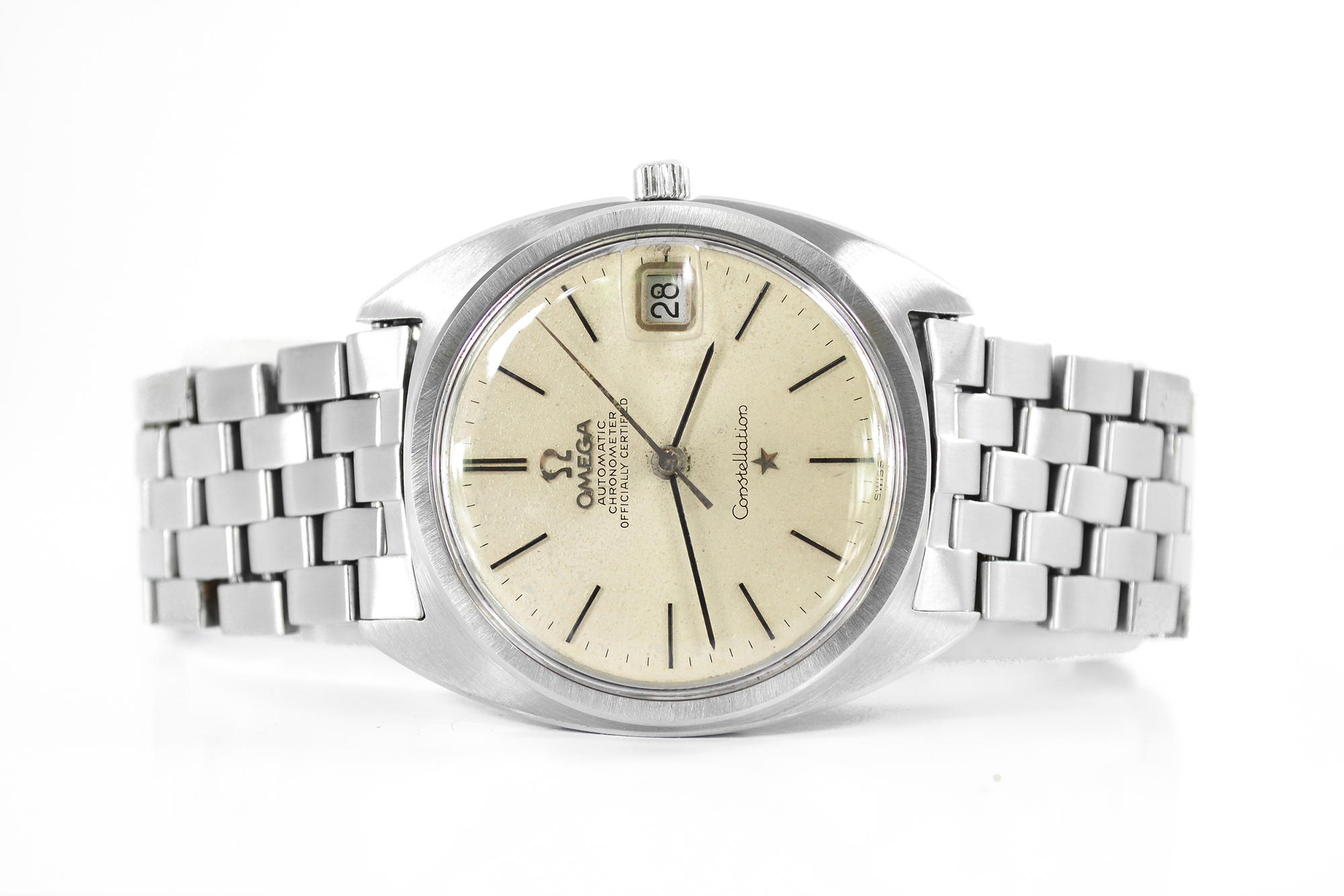 Omega Constellation Automatic หอดูดาว ทรงจานบิน สายเหล็ก