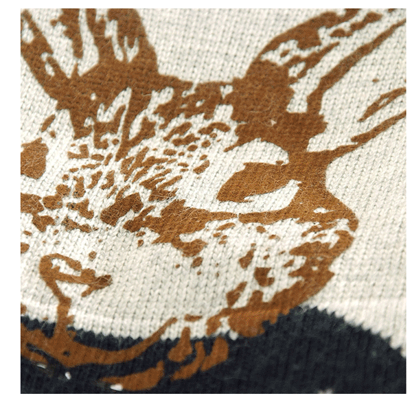 fashion เสื้อกันหนาวไหมพรม ลายกระต่าย คอกลม สีเบจ ใส่เที่ยว น่ารักๆ