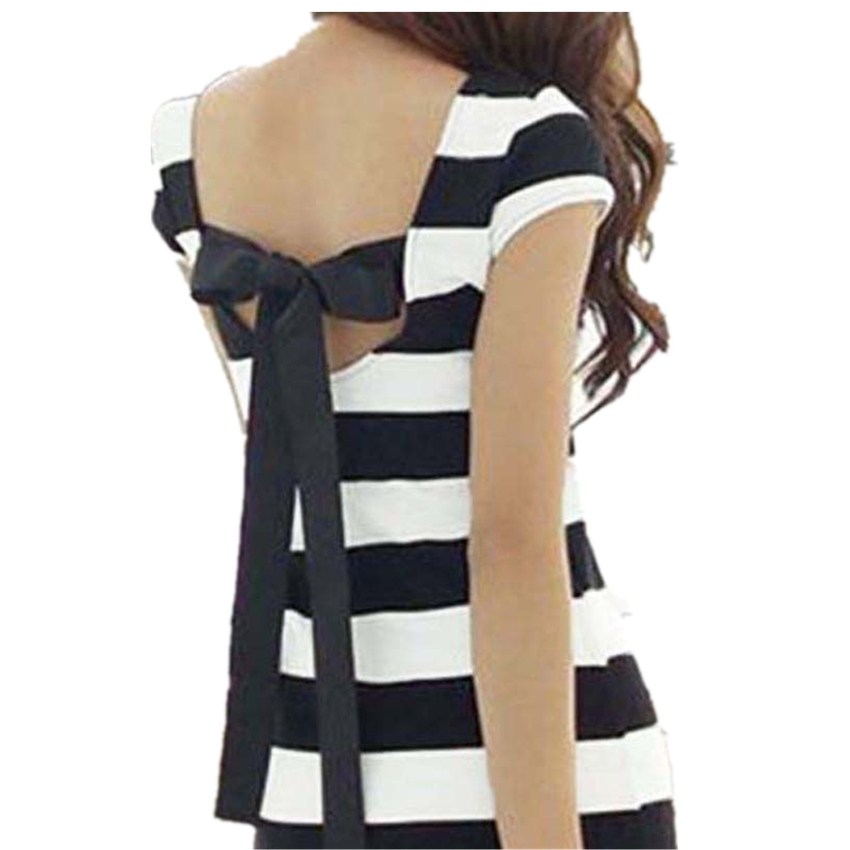 Zanzea Women Cap Sleeve Striped Bodycon Package Hip Mini Dress