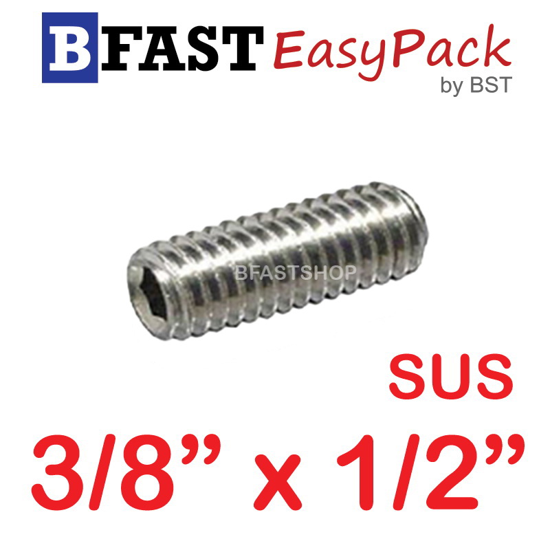 สกรูตัวหนอนสแตนเลส SUS 3/8 x 1/2" (6 ตัว/ถุง)