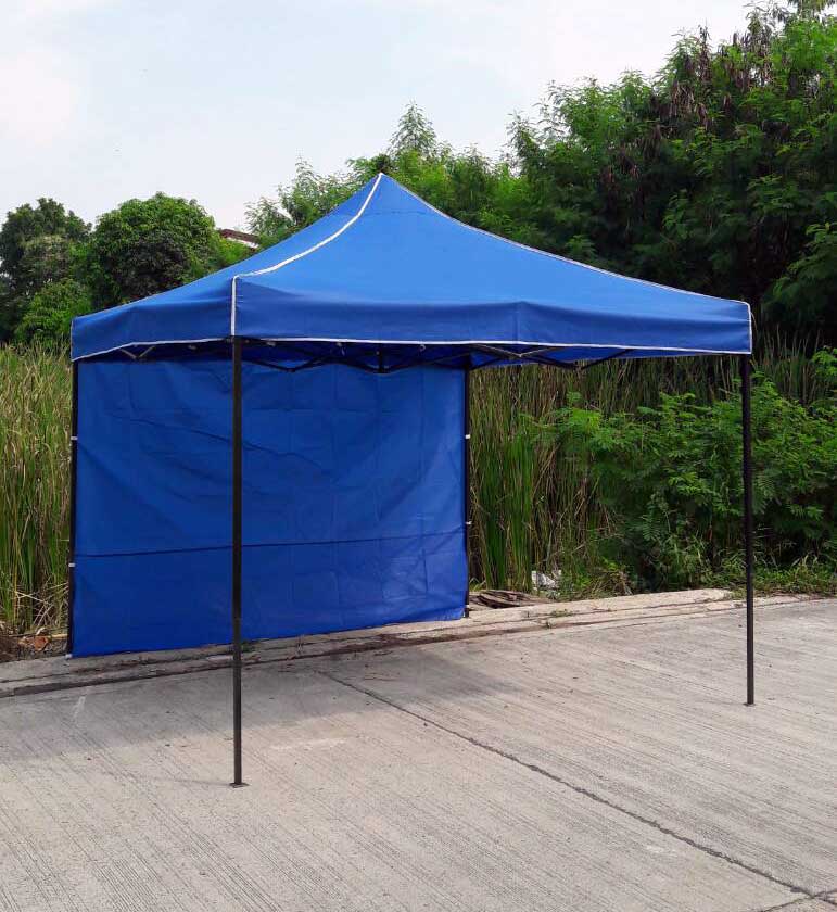 เต็นท์พับได้ สีน้ำเงิน ขนาด 3m x 3m พร้อมผ้าข้าง 300D 1 ด้าน