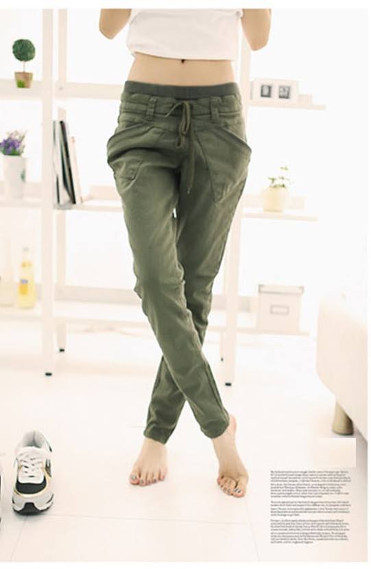 กางเกงผ้า cotton เนื้อนุ่มใส่สบาย ขาเดฟ เอวยืดได้ สวยเท่มากๆค่ะ