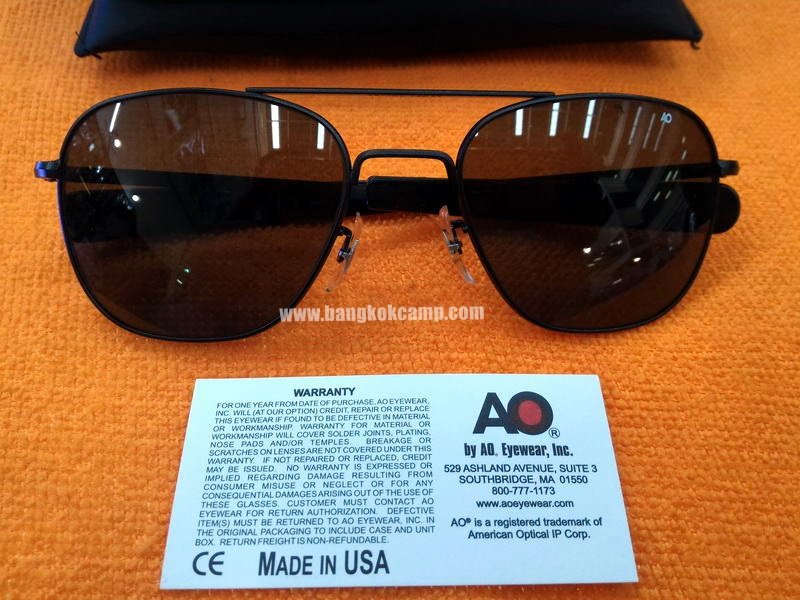 แว่น AO Original Pilot กรอบดำ Made in USA ขนาดเลนส์ 55mm. ใหม่ แท้