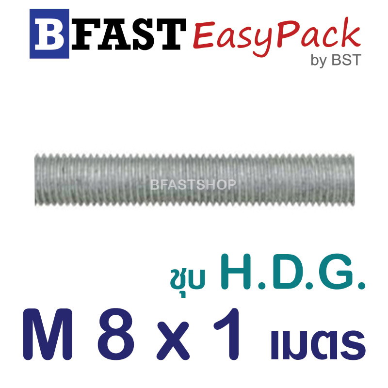 สตัด ก.ตลอด ชุบ H.D.G. 1 ม. M8 x P1.25 (1 เส้น)