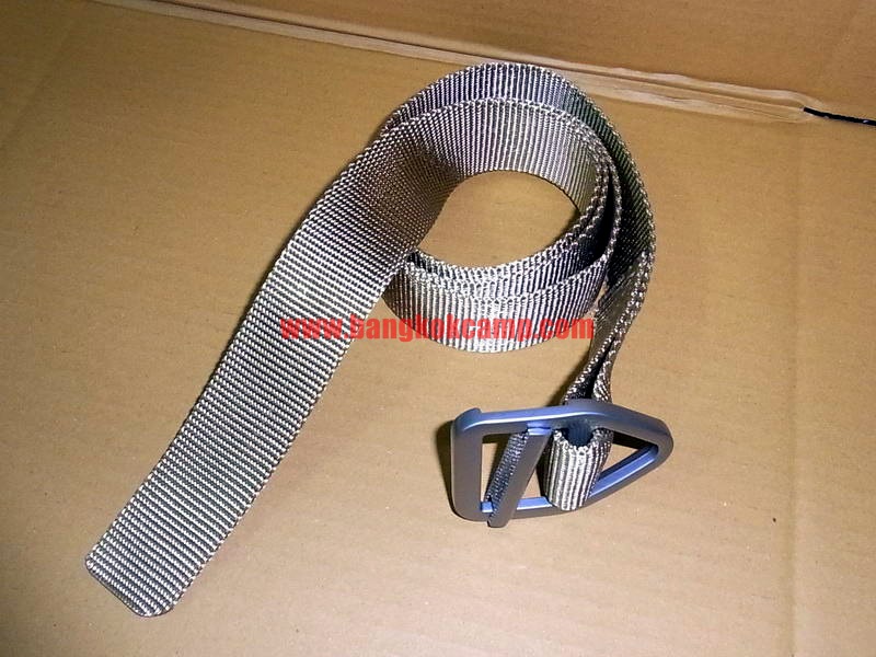 เข็มขัด หัวโลหะขาว สีทราย