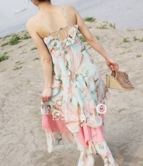 maxi dress ชุดเดรสยาว ใส่เที่ยว โทนชมพู ฟ้า ใส่ไปงานแต่ง ใส่ออกงานได้ น่ารัก สวยมาก