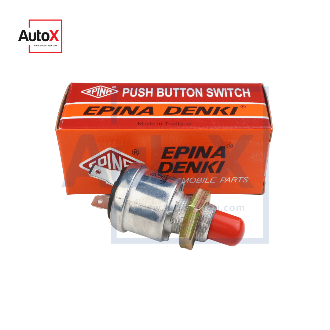 สวิทช์กดแตร กดสตาร์ท หัวยางสีแดง ท้ายแบบเสียบ 12-24V ยี่ห้อEPINA (ใหม่)
