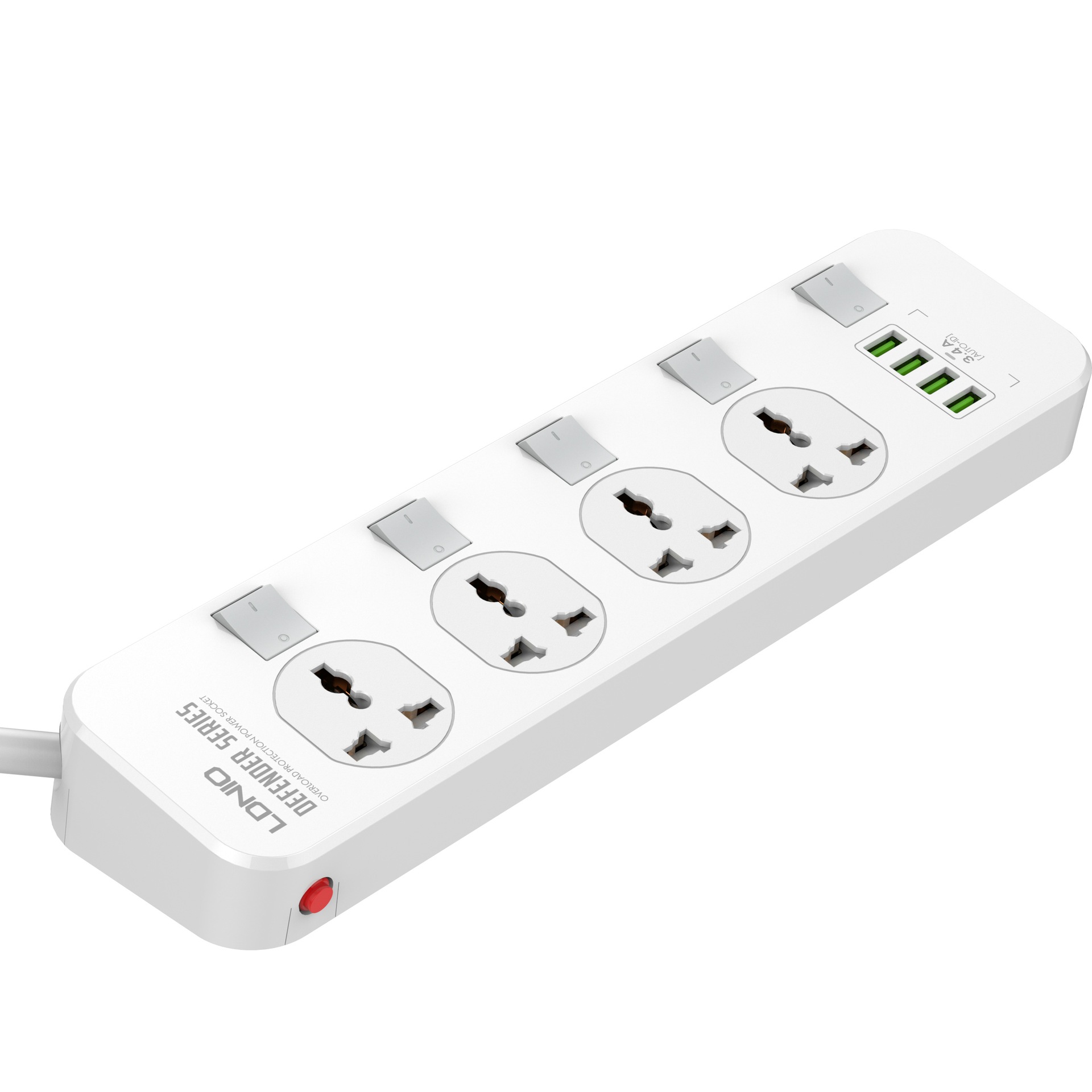 ปลั๊กไฟ รางปลั๊กไฟ ปลั๊กพ่วง LDNIO รุ่น SC4408 4 ช่อง 4 USB สาย 2 เมตร