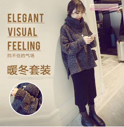 เสื้อไหมพรมคอเต่าตัวโคล่ง สีเทา ไหมพรมอุ่น ยืดได้เยอะ เรียบแต่เก๋