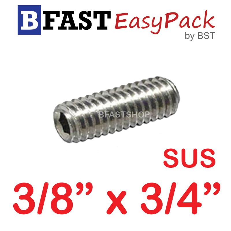 สกรูตัวหนอนสแตนเลส SUS 3/8 x 3/4" (5 ตัว/ถุง)