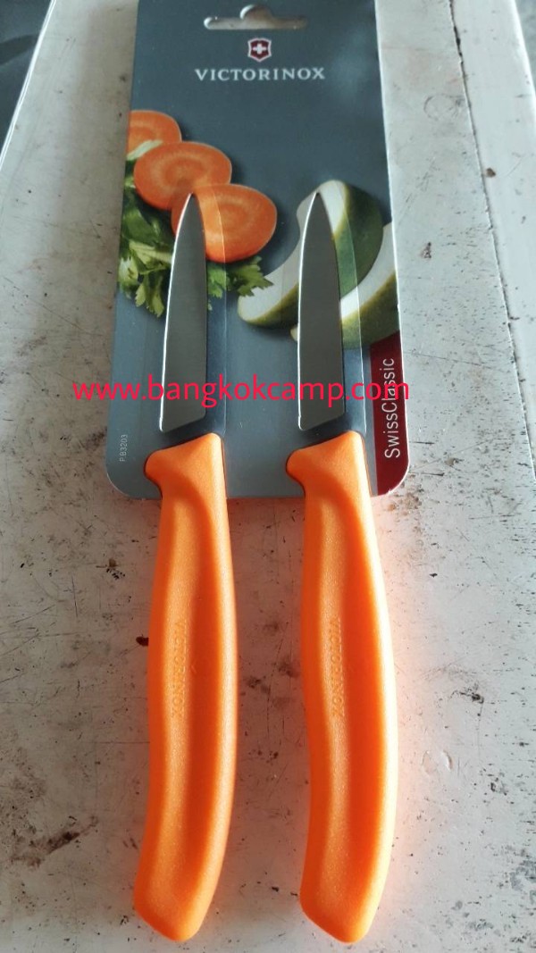 VICTORINOX PARING KNIFE SET 8cm สีส้ม ใบเรียบ แพ็คคู่ (2เล่ม) (6.7606.L119B)