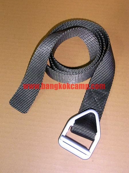 เข็มขัด หัวโลหะขาว สีเขียวทหาร