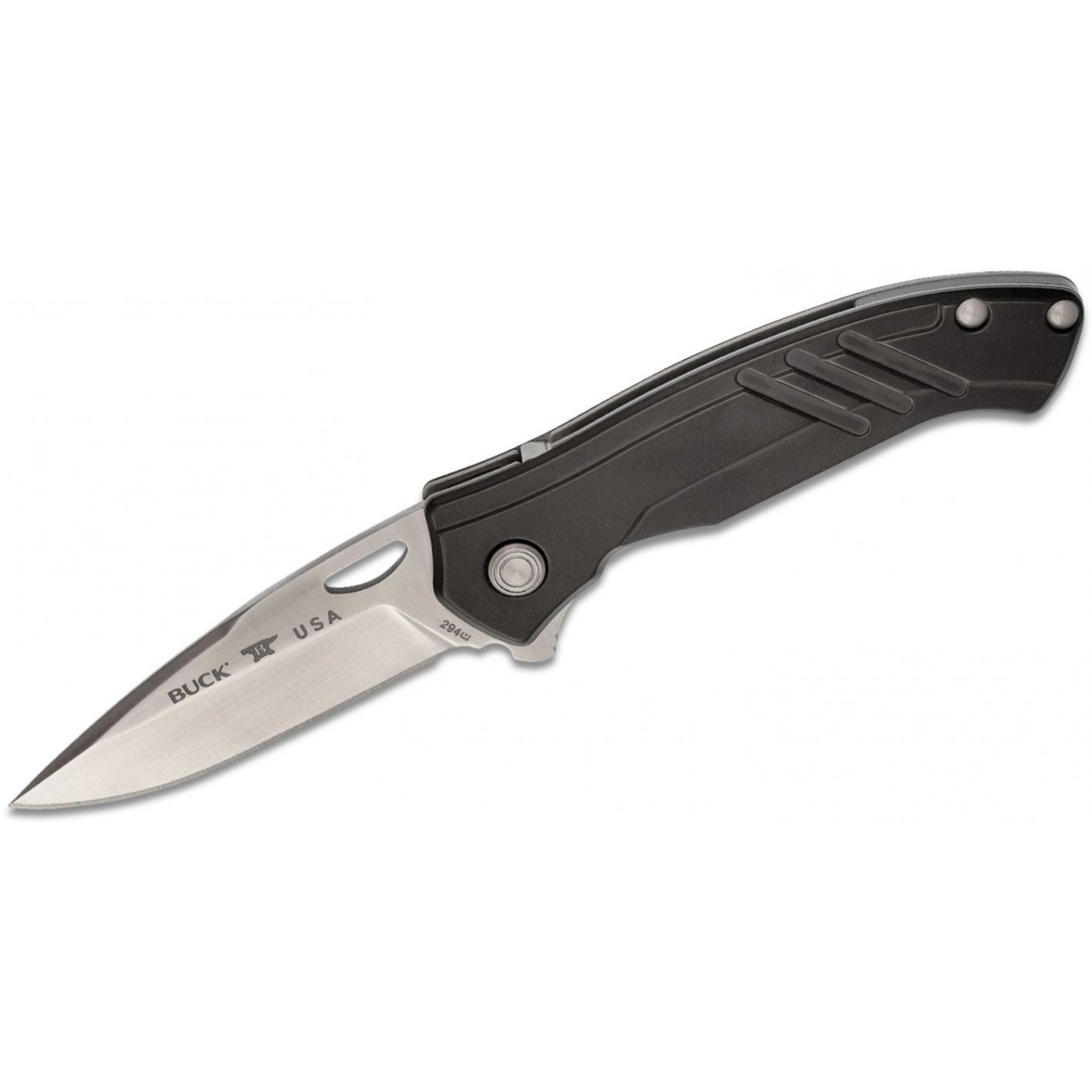 มีดพับ Buck 294 Momentum Flipper Knife Assisted 3.125" S30V Satin Plain Blade, Black Cerakote Coated Aluminum Handles - 12225